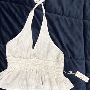 Ocean Drive Vintage Havana Cream Halter Crop Top